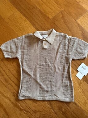 Toddler Knit Polo Shirt in Beige